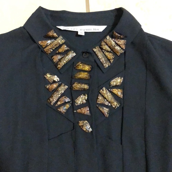 RACHEL Rachel Roy black long sleeve blouse - Picture 2 of 4